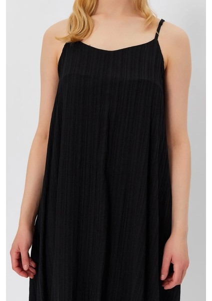 Askılı Uzun Çan Elbise - Siyah fırsatları