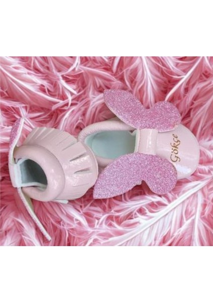 Bebeğinize Özel Pembe Simli Ayakkabı + Saç Bandı modelleri