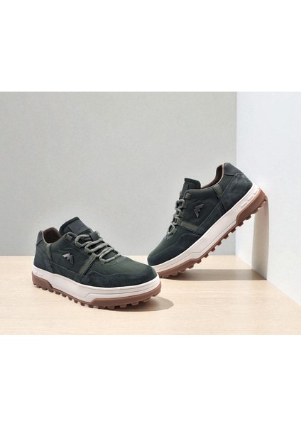 Mrcomen M22492 Hakiki Süet Deri ve Kanvas Haki Yeşil Erkek Sneaker Ayakkabı