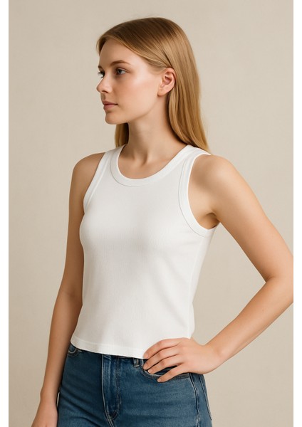 Clemantıs Kadın Kaşkorse Kumaş Askılı Geniş Biyeli Crop Bluz Düz Renk fiyatları