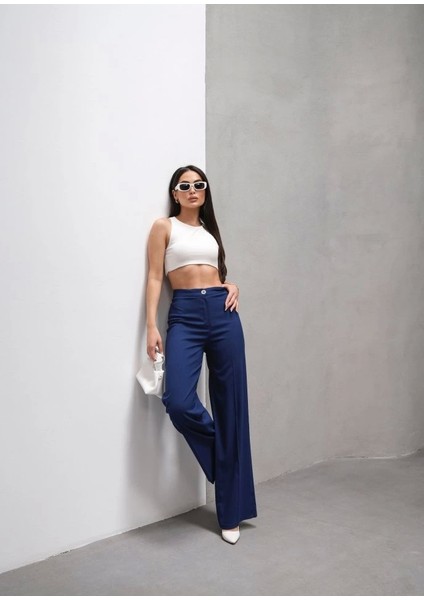 Yüksek Bel Straight Fit Palazzo Pantolon