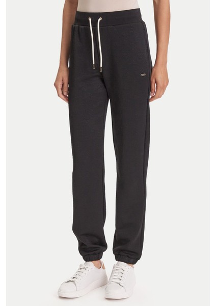 Kadın Peony Desenli Regular Fit Eşofman Altı - Siyah