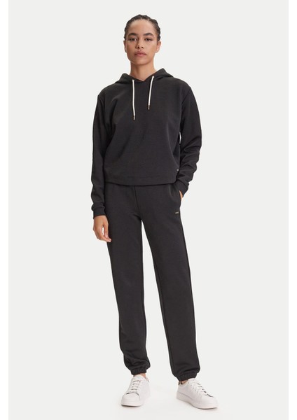 Kadın Peony Desenli Regular Fit Eşofman Altı - Siyah modelleri