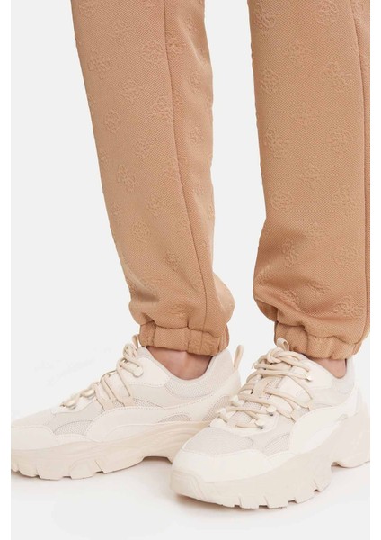 Kadın Regular Fit Monogram Desenli Eşofman Altı - Bej fırsatları