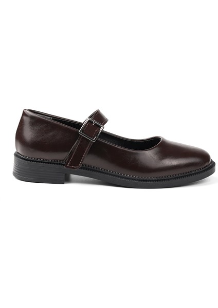 Kadın Kahve Anne Ayakkabısı Tokalı Rugan Kaydırmaz Termo Taban Kısa Topuklu Rahat Günlük fiyatları