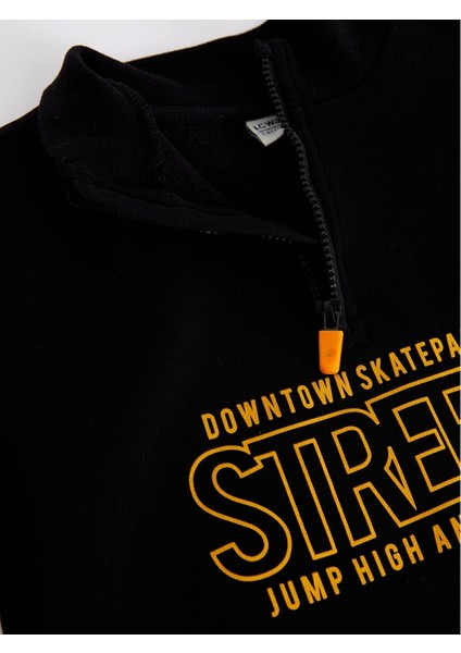 Lcw Kids Siyah Dik Yaka Baskılı Uzun Kollu Erkek Çocuk Sweatshirt modelleri