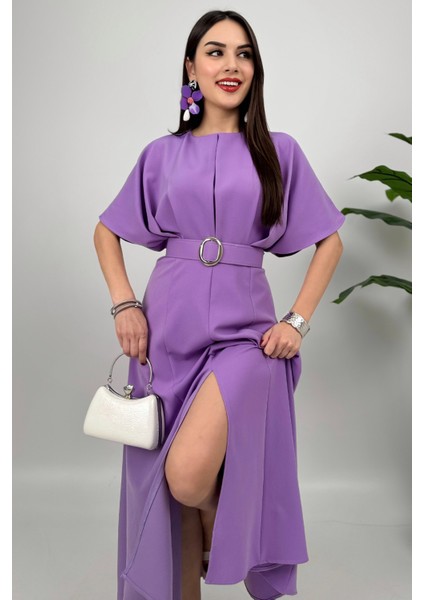 Alora Kadın Kemer Detaylı Şık Lila Elbise – Özel Günler Için Zarafet fiyatları