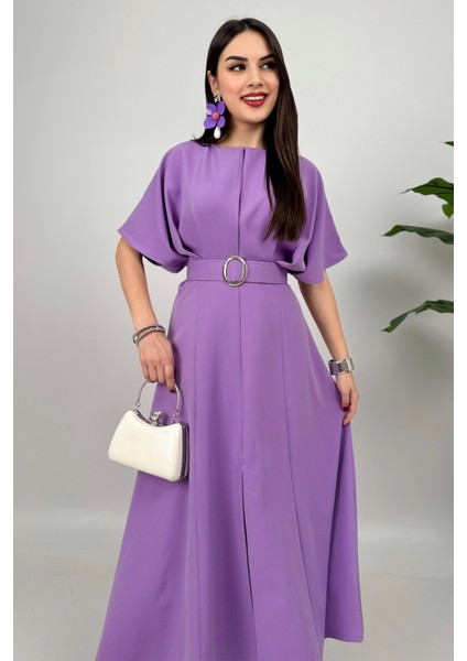 Alora Kadın Kemer Detaylı Şık Lila Elbise – Özel Günler Için Zarafet modelleri