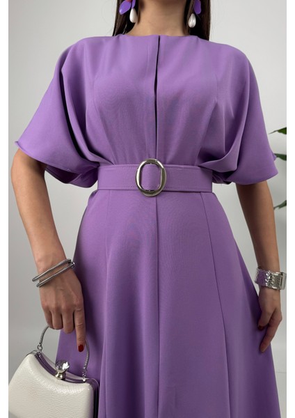 Alora Kadın Kemer Detaylı Şık Lila Elbise – Özel Günler Için Zarafet fırsatları