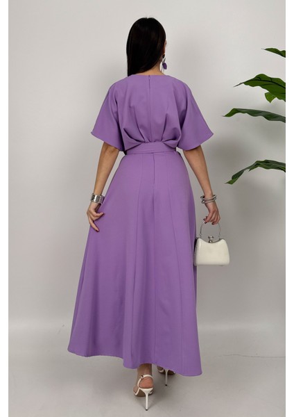 Alora Kadın Kemer Detaylı Şık Lila Elbise – Özel Günler Için Zarafet indirimleri