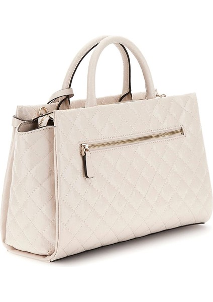 Kadın Kilit Aksesuarlı Kapitone Monogram Desenli El Çantası - Krem fiyatları