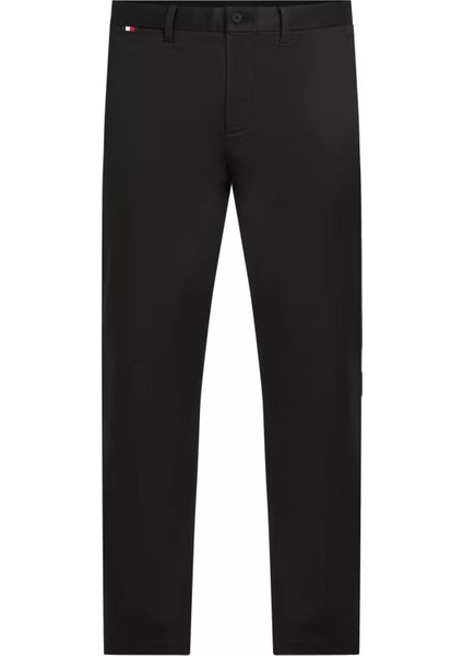 Erkek Teknik Örgü Kumaş Chino Pantolon - Siyah