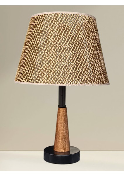 Legna Abajur Siyah Rattan Kahverengi Şapkalı Ahşap Gövdeli modelleri
