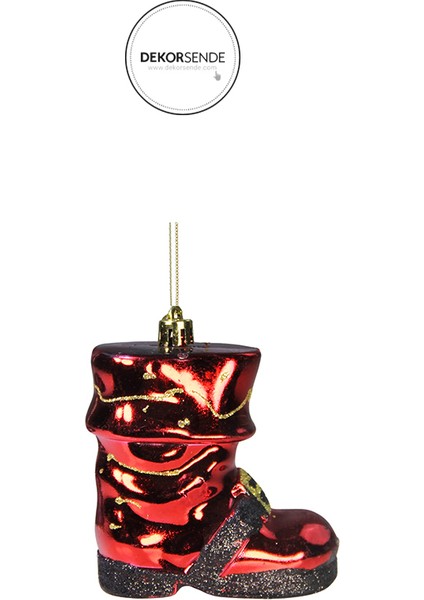 Yılbaşı Süsü Siyah Tokalı 3'lü Çizme Kırmızı 7 cm modelleri