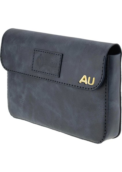 Isme Özel Çıtçıtlı Küçük El Çantası - %100 Rainbow Deri - AC14001 - Lacivert modelleri