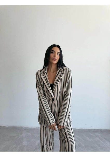 Ottoman Çizgili Ceket-Pantolon Tk - Bej modelleri