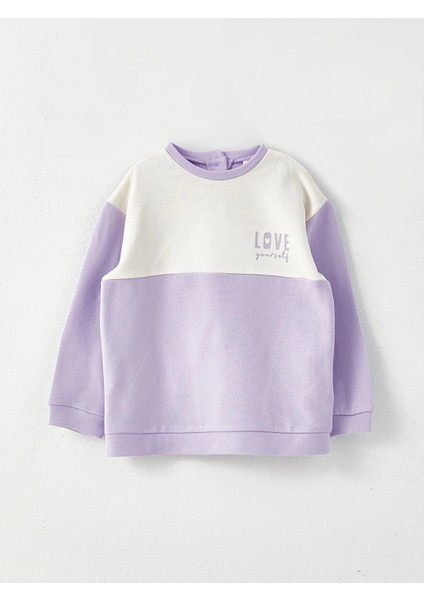 Lcw Baby Lila Bisiklet Yaka Uzun Kollu Baskılı Kız Bebek Sweatshirt ve Eşofman Alt 2'li Takım fiyatları