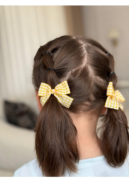 Kız Çocuk Ikili Fiyonk Toka Seti Sarı modelleri