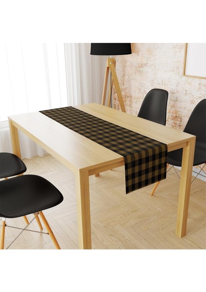 Sarı-Siyah Kare Runner 140X45CM (Ince Keten, Uluslararası Yıkama ve Solmama Sertifikası) modelleri