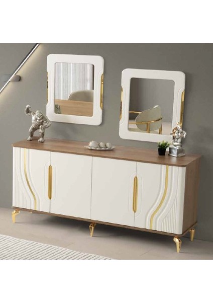 Aby Meşe - Ekru - Gold Hazal Konsol