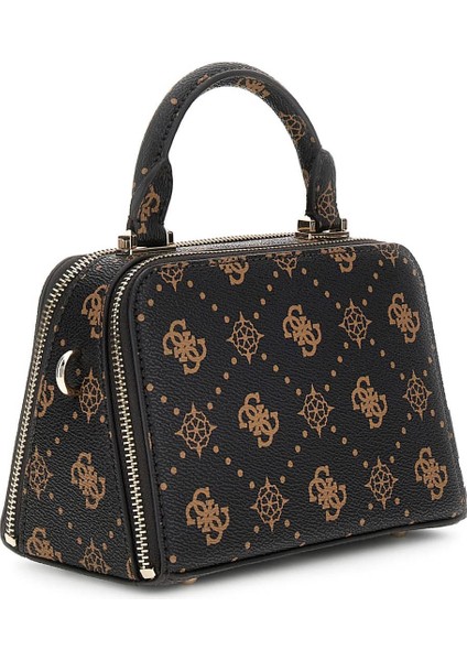 Kadın Çift Bölmeli Monogram Desenli Mini Bowling Çanta - Kahverengi fiyatları