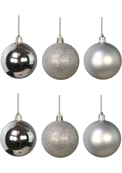 Yılbaşı Süsü 6'lı Top Gümüş 8 cm