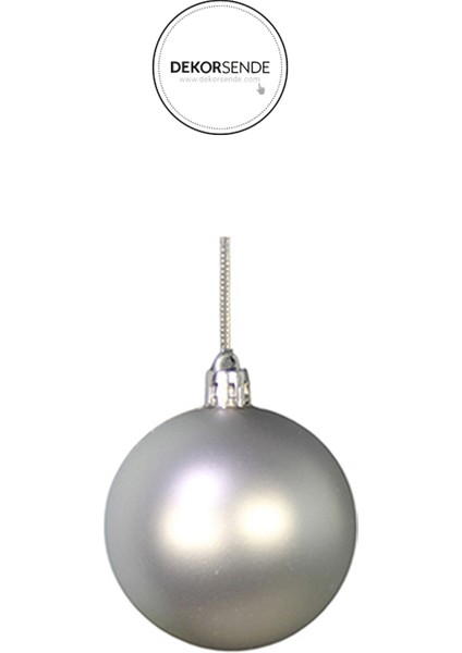 Yılbaşı Süsü 6'lı Top Gümüş 8 cm modelleri