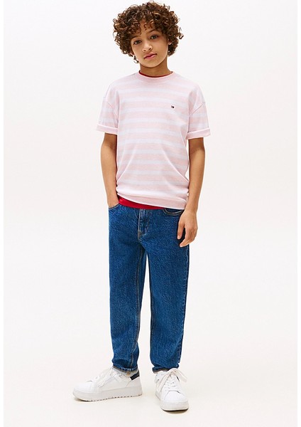 Erkek Çocuk Rahat Kesim Çizgili T-Shirt - Pembe fiyatları