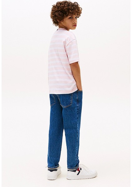 Erkek Çocuk Rahat Kesim Çizgili T-Shirt - Pembe modelleri