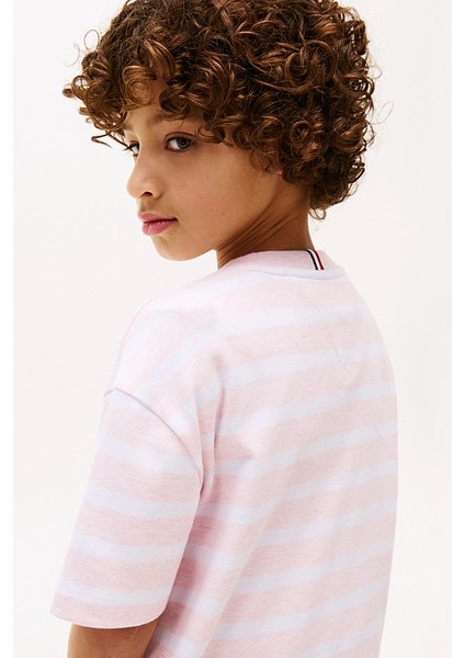 Erkek Çocuk Rahat Kesim Çizgili T-Shirt - Pembe fırsatları