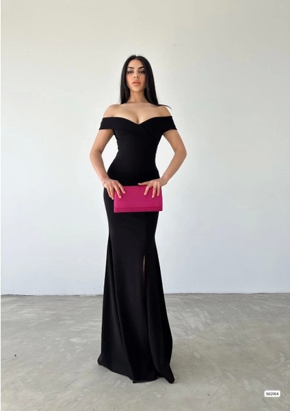 Kadın Dalgıç Kumaş Kayık Yaka ve Dekolte Detaylı Elbise modelleri