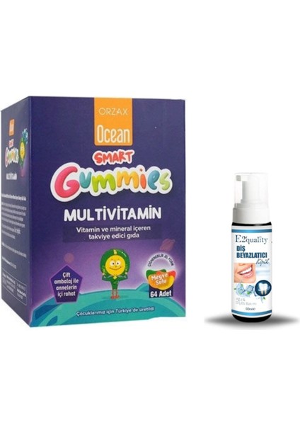 Orzax Ocean Smart Gumies Multivitamin Meyve Sulu Jel 64 Adet + Hediye Diş Beyazlatıcı Köpük