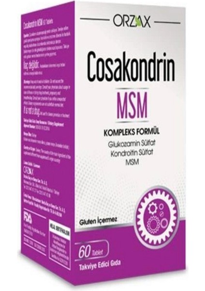 Orzax Cosakondrin Msm 60 Tablet Vitamin