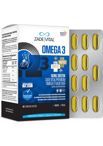 Premium Omega 3 Balık Yağı Genel Destek 45 Kapsül indirimleri