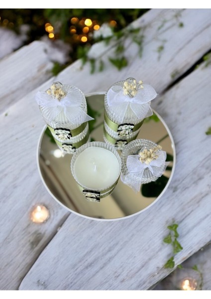 Hediyelik Mum Özel Süslemeli Bebek Hediyelik Mum Isimli 10LU modelleri