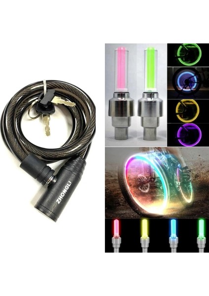 Anahtarlı Dayanıklı Bisiklet Kilidi + Hediye Hareket Sensörlü LED Sibop Işığı – 70 cm