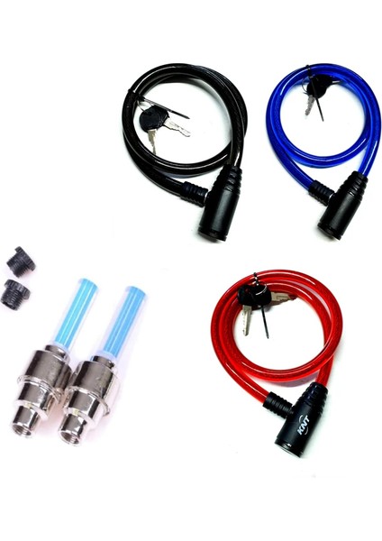 Anahtarlı Dayanıklı Bisiklet Kilidi + Hediye Hareket Sensörlü LED Sibop Işığı – 70 cm
