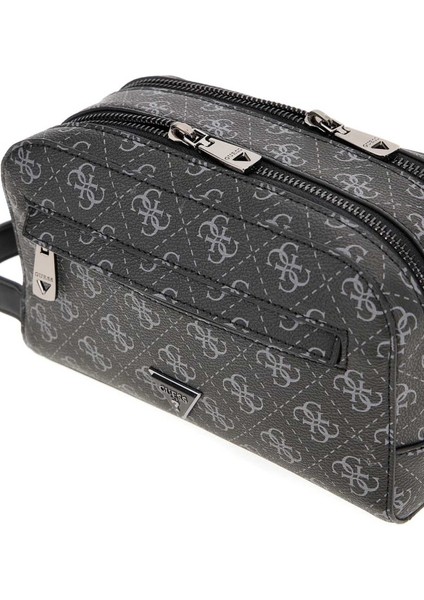 Erkek Monogram Desenli Iki Bölmeli El Çantası - Siyah fiyatları
