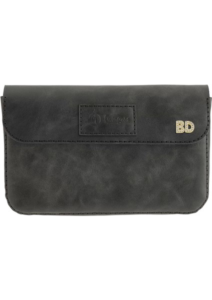 Isme Özel Çıtçıtlı Küçük El Çantası - %100 Rainbow Deri - AC14001 - Antrasit indirimleri