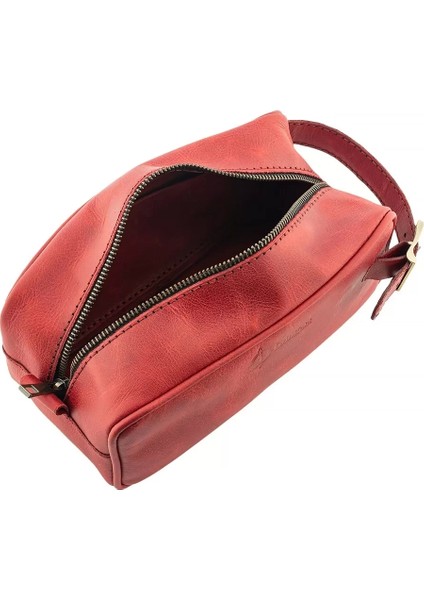 Isme Özel Dopp Kit Kişisel Bakım ve Seyahat Çantası - %100 Rainbow Deri - AC14004 - Kırmızı