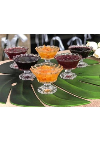 6 Adet Ayaklı Cam Şekerlik Reçellik Lokumluk Çerezlik