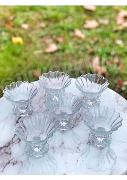 6 Adet Ayaklı Cam Şekerlik Reçellik Lokumluk Çerezlik fiyatları