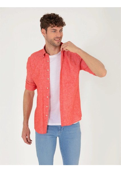 Erkek Regular Fit Uzun Kollu Gömlek-Kırmızı fiyatları