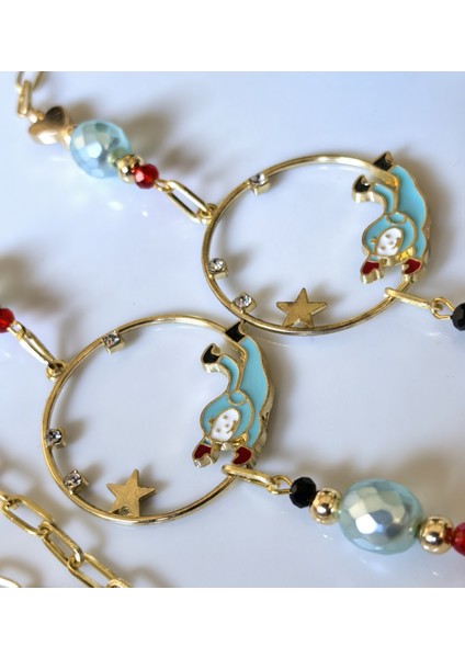 Gözlük Zinciri Altın Kaplama Zincirli Mavi Inci Boncuklu Uzay Temalı Gözlük Zinciri fiyatları