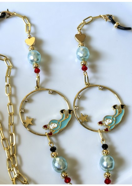 Gözlük Zinciri Altın Kaplama Zincirli Mavi Inci Boncuklu Uzay Temalı Gözlük Zinciri indirimleri