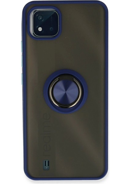 Newface Realme C11 2021 Kılıf Montreal Yüzüklü Silikon Kapak - Lacivert