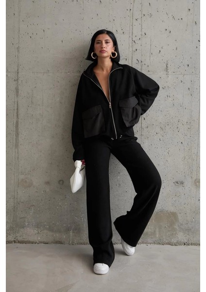 Siyah Cepli Triko Ceket ve Pantolon Takım fiyatları