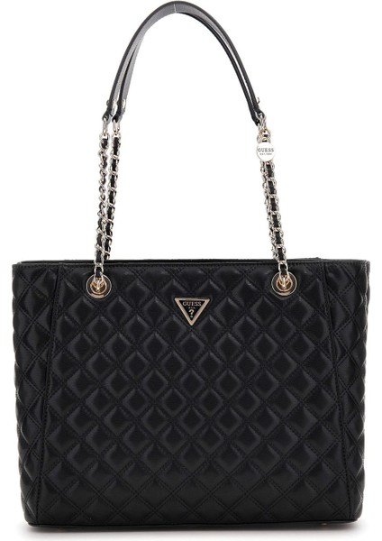 Kadın Zincir Askılı Kapitone Tote Çanta - Siyah