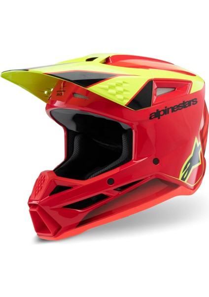 Sm3 Youth Fray Off-Road Çocuk Genç Motosiklet Kaskı Kırmızı Sarı