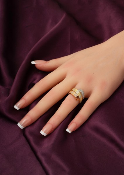 Üç Renkli 14 Ayar Altın Vidalı Yüzük fiyatları